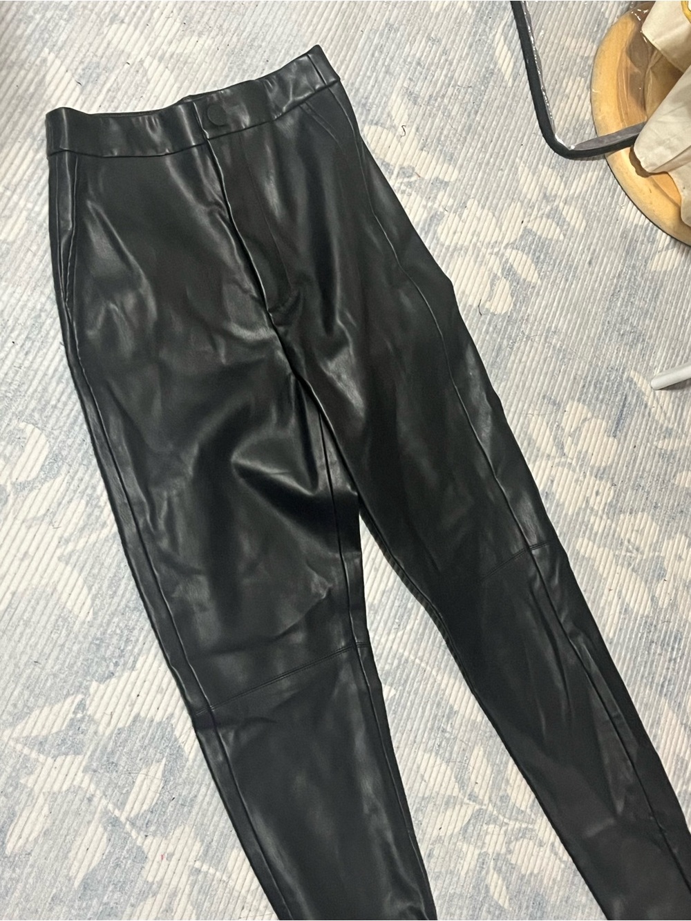 Zara Black Faux Leather Skinny Trousers
